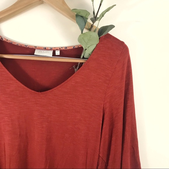 Anthropologie Tops - Deletta Anthropologie Rust Orange Flare Sleeve Top